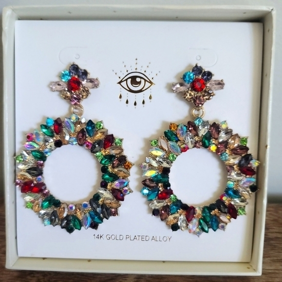 Eye Candy Los Angeles Luxe Collection Rhinestone 14K Gold Plated Earrings - Picture 4 of 4